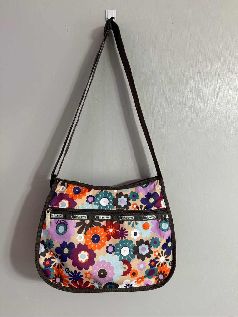 Lesportsac Multicolor Floral Crossbody Bag in Orange, Purple, Blue and Teal